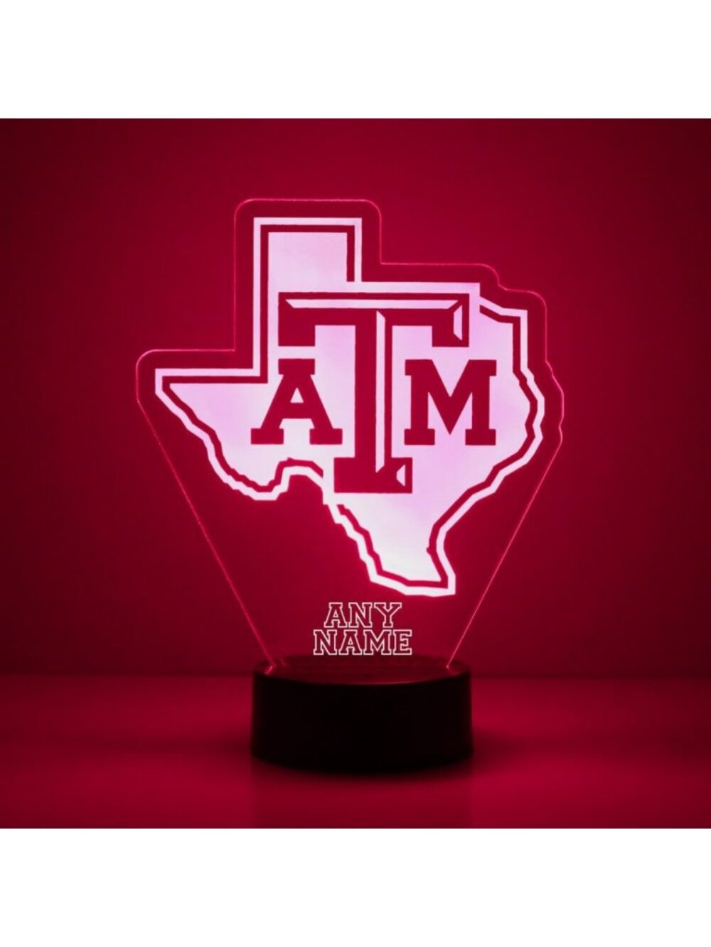 Personalized Texas A&M LED Night Light Sign with Remote - Custom Name/Image